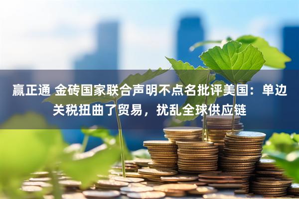 赢正通 金砖国家联合声明不点名批评美国：单边关税扭曲了贸易，扰乱全球供应链