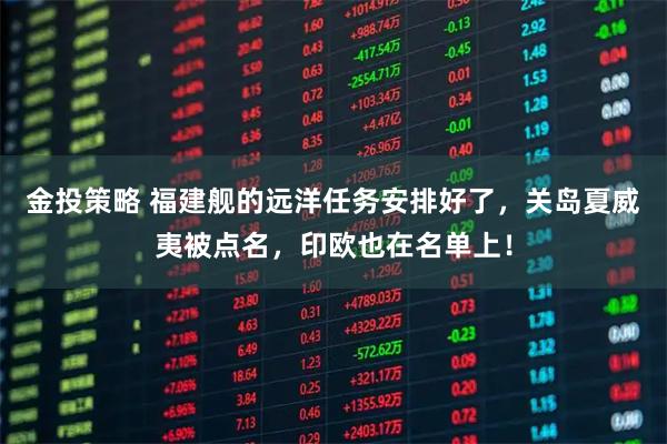 金投策略 福建舰的远洋任务安排好了，关岛夏威夷被点名，印欧也在名单上！