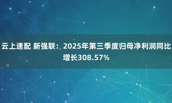 云上速配 新强联：2025年第三季度归母净利润同比增长308.57%