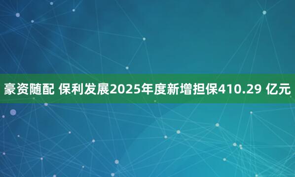 豪资随配 保利发展2025年度新增担保410.29 亿元