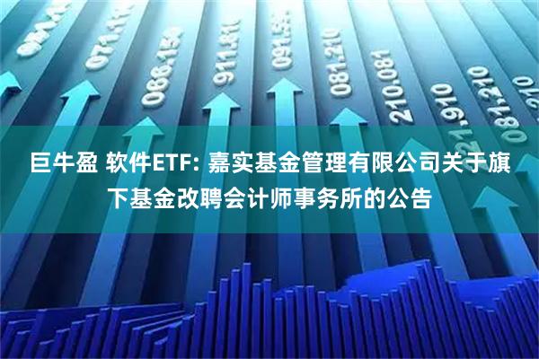 巨牛盈 软件ETF: 嘉实基金管理有限公司关于旗下基金改聘会计师事务所的公告